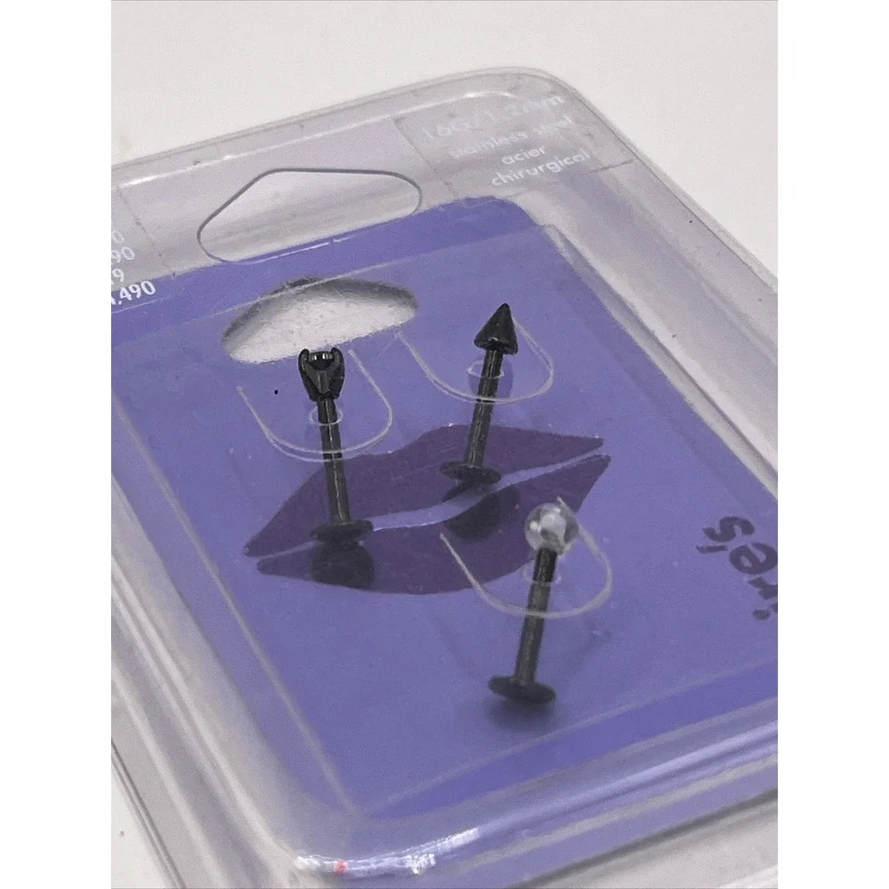 Claire's‎ 16G Lip Rings Black Stainless Steel Posts- Brand New